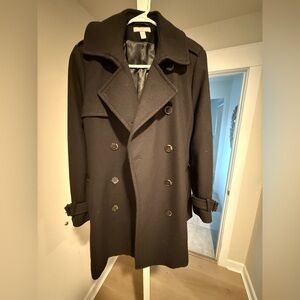 H&M Black Double-Breasted Trench Coat
